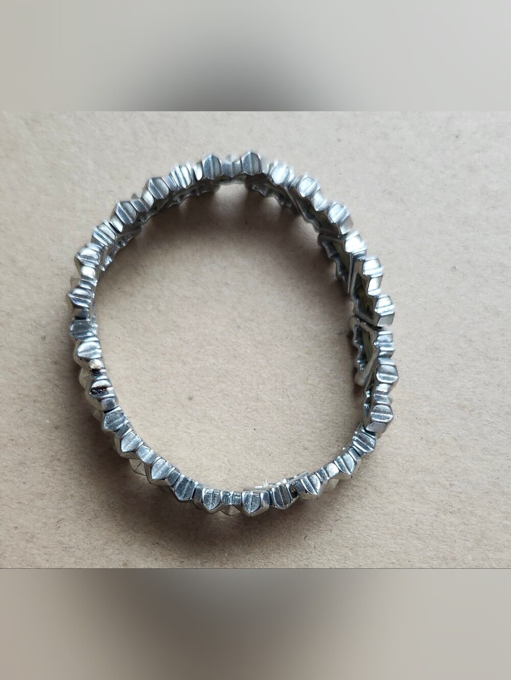 Silver-Tone Textured Stretch Bracelet